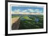 Lookout Mountain, Tennessee - View 7 States from Point Lookout: AL, TN, KY, VA, NC, SC, GA-Lantern Press-Framed Art Print