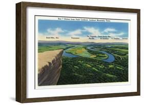 Lookout Mountain, Tennessee - View 7 States from Point Lookout: AL, TN, KY, VA, NC, SC, GA-Lantern Press-Framed Art Print