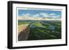 Lookout Mountain, Tennessee - View 7 States from Point Lookout: AL, TN, KY, VA, NC, SC, GA-Lantern Press-Framed Art Print