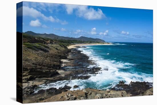 Lookout over Sandy Beach, Oahu, Hawaii, United States of America, Pacific-Michael-Stretched Canvas
