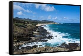 Lookout over Sandy Beach, Oahu, Hawaii, United States of America, Pacific-Michael-Framed Stretched Canvas