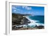 Lookout over Sandy Beach, Oahu, Hawaii, United States of America, Pacific-Michael-Framed Photographic Print