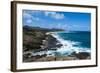 Lookout over Sandy Beach, Oahu, Hawaii, United States of America, Pacific-Michael-Framed Photographic Print