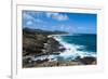 Lookout over Sandy Beach, Oahu, Hawaii, United States of America, Pacific-Michael-Framed Photographic Print