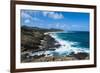 Lookout over Sandy Beach, Oahu, Hawaii, United States of America, Pacific-Michael-Framed Photographic Print