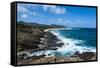 Lookout over Sandy Beach, Oahu, Hawaii, United States of America, Pacific-Michael-Framed Stretched Canvas