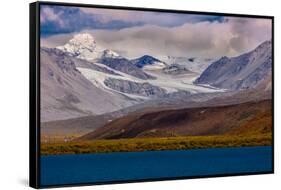 Lookout view of Glacier and Mountains off Richardson Highway, Route 4, Alaska-null-Framed Stretched Canvas