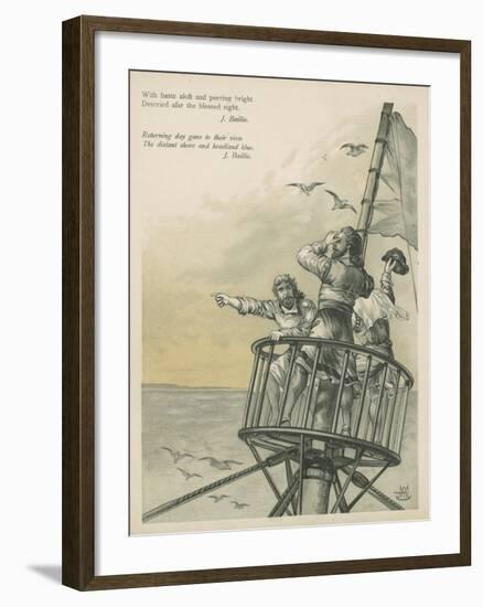 Lookouts Sighting Land in the New World-Andrew Melrose-Framed Giclee Print