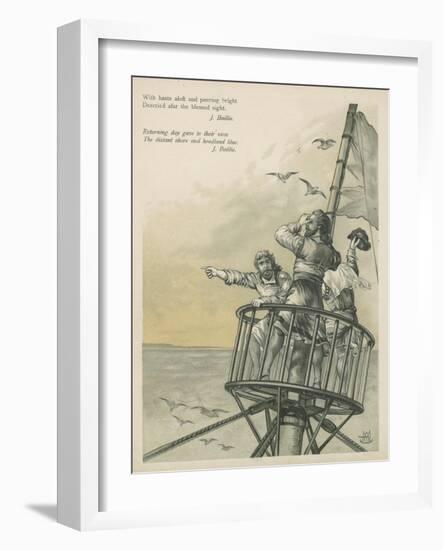 Lookouts Sighting Land in the New World-Andrew Melrose-Framed Giclee Print