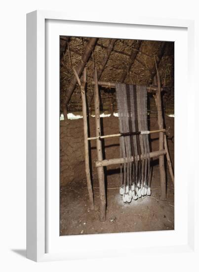 Loom with chalk loom weights, Butser Iron Age Farm, c20th century-CM Dixon-Framed Giclee Print