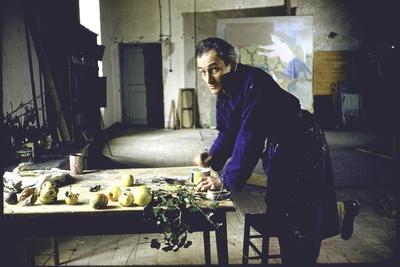 Painter Balthus at Work in His Studio in the Chateau de Chassy