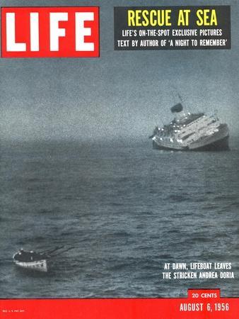 Rescue at Sea, Lifeboat Leaving Sinking Ship Andrea Doria, August 6, 1956