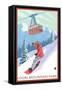 Loon Mountain Park - Snowboarder and Tram-Lantern Press-Framed Stretched Canvas