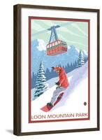 Loon Mountain Park - Snowboarder and Tram-Lantern Press-Framed Art Print