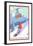 Loon Mountain Park - Snowboarder and Tram-Lantern Press-Framed Art Print