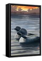 Loons and Sunset-Lantern Press-Framed Stretched Canvas
