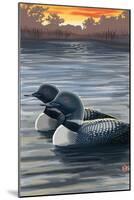 Loons and Sunset-Lantern Press-Mounted Art Print