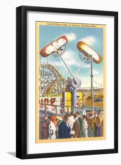 Loop-O-Plane Ride, Coney Island, New York City-null-Framed Art Print