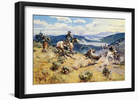 Loops and Swift Horses Are Surer Than Lead-Charles Marion Russell-Framed Art Print