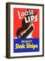 Loose Lips Might Sink Ships-null-Framed Art Print