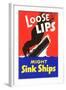 Loose Lips Might Sink Ships-null-Framed Art Print