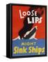 Loose Lips Might Sink Ships-David Pollack-Framed Stretched Canvas