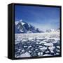 Loose Pack Ice in the Sea, with the Antarctic Peninsula in the Background, Antarctica-Geoff Renner-Framed Stretched Canvas