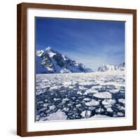 Loose Pack Ice in the Sea, with the Antarctic Peninsula in the Background, Antarctica-Geoff Renner-Framed Photographic Print