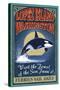 Lopez Island, WA - Orca Whale Vintage Sign-Lantern Press-Stretched Canvas