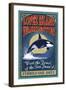 Lopez Island, WA - Orca Whale Vintage Sign-Lantern Press-Framed Art Print