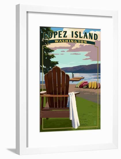 Lopez Island, Washington - Adirondack Chairs-Lantern Press-Framed Art Print