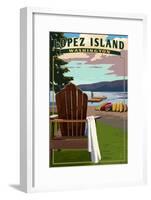 Lopez Island, Washington - Adirondack Chairs-Lantern Press-Framed Art Print