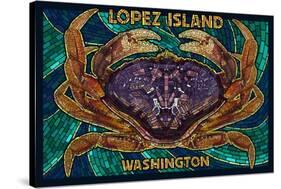 Lopez Island, Washington - Dungeness Crab Mosaic-Lantern Press-Stretched Canvas