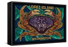 Lopez Island, Washington - Dungeness Crab Mosaic-Lantern Press-Framed Stretched Canvas