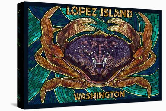 Lopez Island, Washington - Dungeness Crab Mosaic-Lantern Press-Stretched Canvas