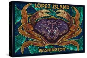 Lopez Island, Washington - Dungeness Crab Mosaic-Lantern Press-Stretched Canvas
