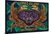 Lopez Island, Washington - Dungeness Crab Mosaic-Lantern Press-Mounted Art Print