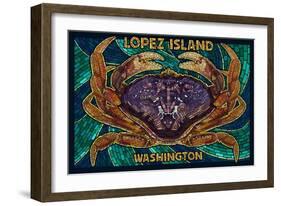 Lopez Island, Washington - Dungeness Crab Mosaic-Lantern Press-Framed Art Print