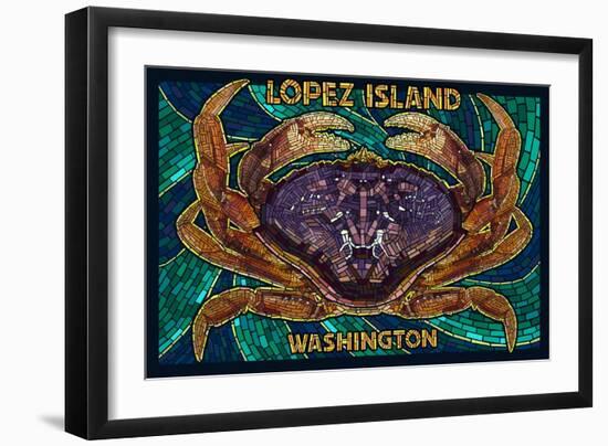 Lopez Island, Washington - Dungeness Crab Mosaic-Lantern Press-Framed Art Print