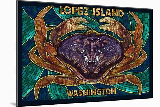 Lopez Island, Washington - Dungeness Crab Mosaic-Lantern Press-Mounted Art Print