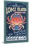 Lopez Island, Washington - Dungeness Crab Vintage Sign-Lantern Press-Mounted Art Print