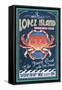 Lopez Island, Washington - Dungeness Crab Vintage Sign-Lantern Press-Framed Stretched Canvas