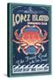 Lopez Island, Washington - Dungeness Crab Vintage Sign-Lantern Press-Stretched Canvas