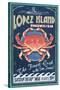 Lopez Island, Washington - Dungeness Crab Vintage Sign-Lantern Press-Stretched Canvas