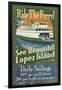 Lopez Island, Washington - Ferry Ride-Lantern Press-Framed Art Print