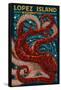 Lopez Island, Washington - Octopus Mosaic-Lantern Press-Framed Stretched Canvas
