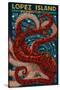 Lopez Island, Washington - Octopus Mosaic-Lantern Press-Stretched Canvas