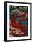 Lopez Island, Washington - Octopus Mosaic-Lantern Press-Framed Art Print