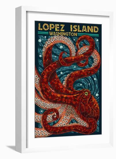 Lopez Island, Washington - Octopus Mosaic-Lantern Press-Framed Art Print