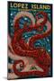 Lopez Island, Washington - Octopus Mosaic-Lantern Press-Mounted Art Print